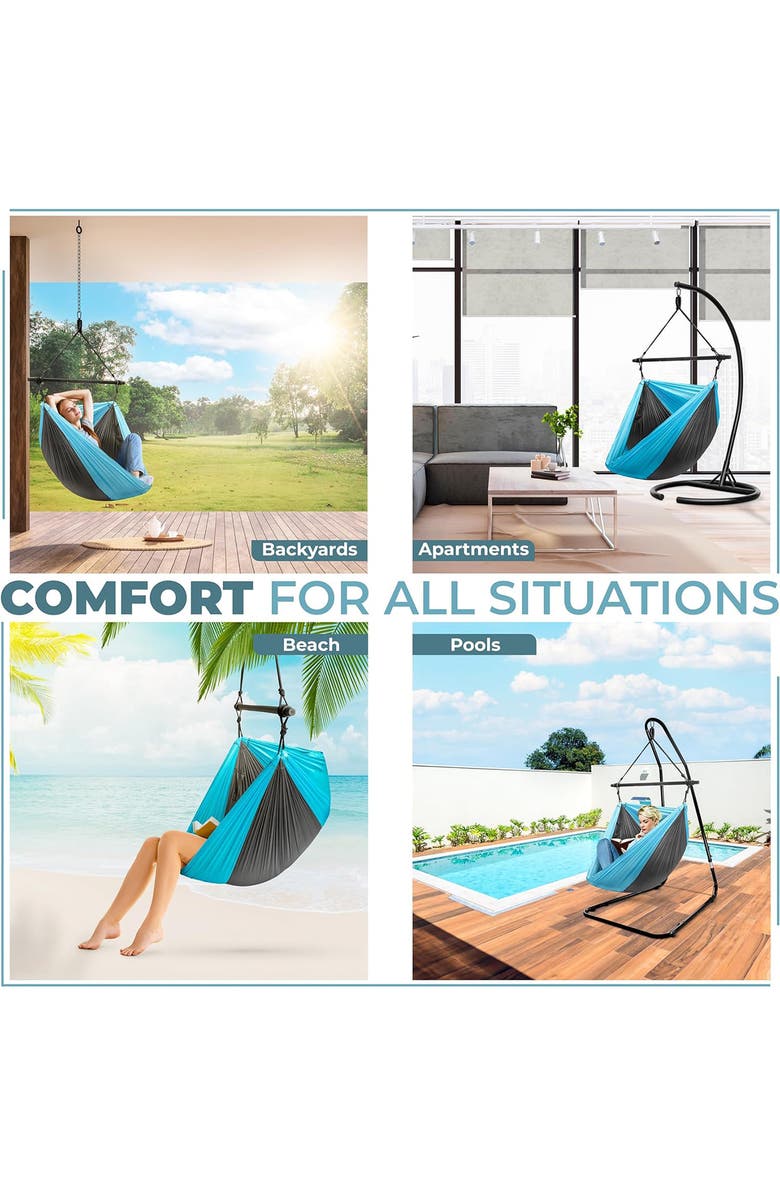 SORBUS Collapsible Hammock Swing, Alternate, color, Blue/ Black