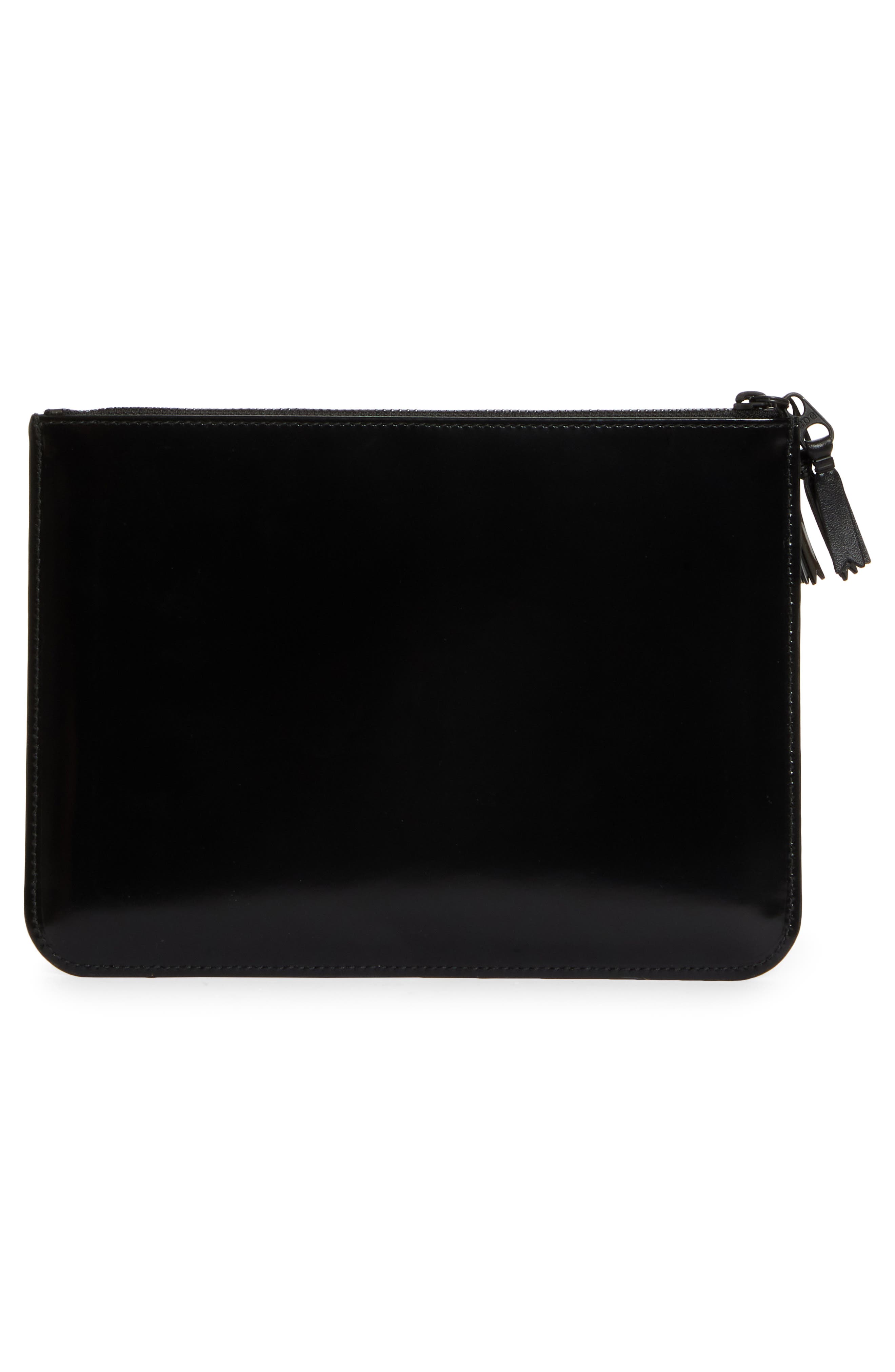 Comme des Garçons Wallets Large Zipper Medley Leather Pouch, Alternate, color, Black