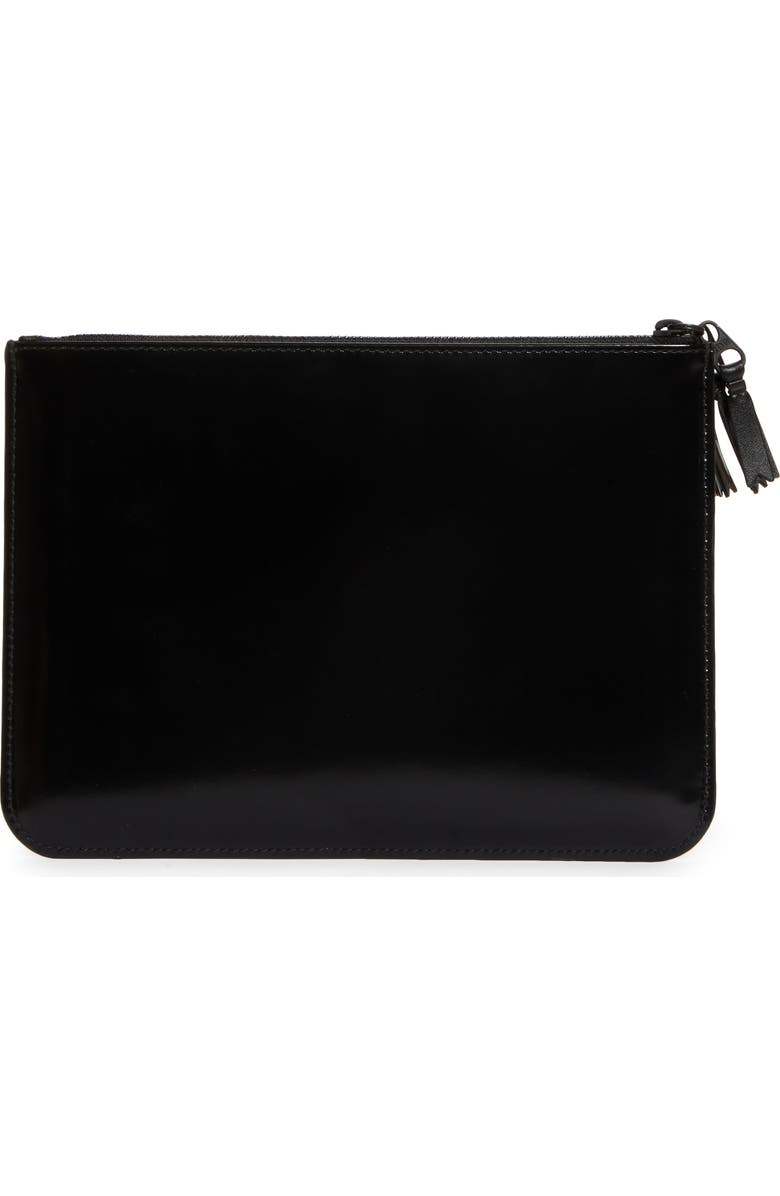 Comme des Garçons Wallets Large Zipper Medley Leather Pouch, Alternate, color, Black