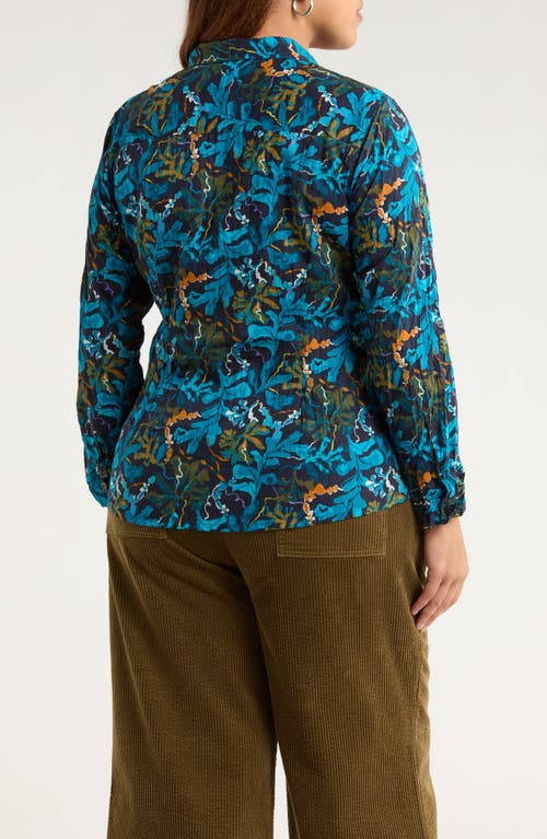 Seasalt Cornwall Larissa Printed Organic Cotton Button-up Shirt In Blue