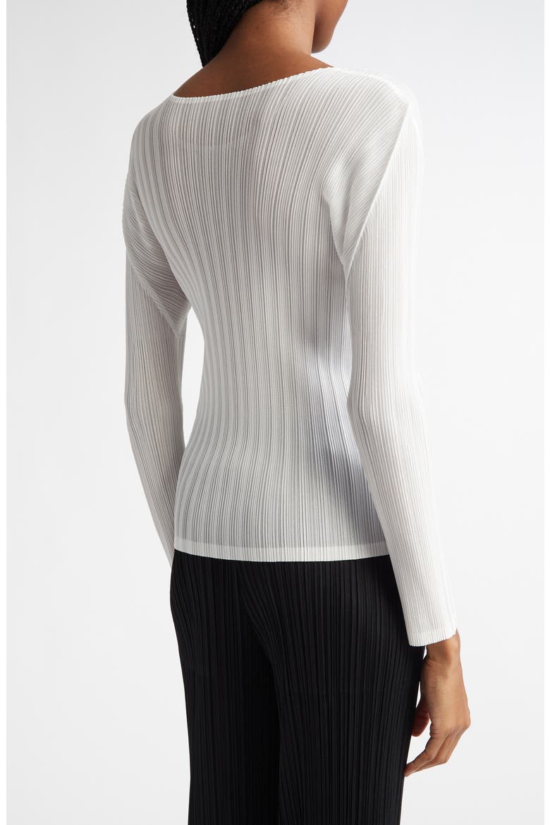 Pleated Long Sleeve Top, Alternate, color, WHITE