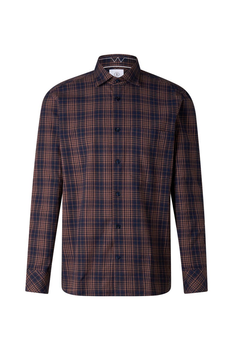 Hardy Cotton Shirt, Main, color, Brown/navy blue