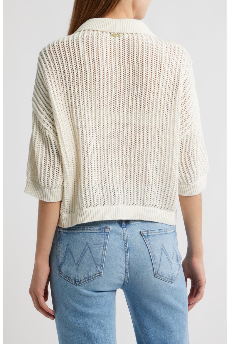 Peri Open Stitch Organic Cotton Cardigan, Alternate, color, IVORY