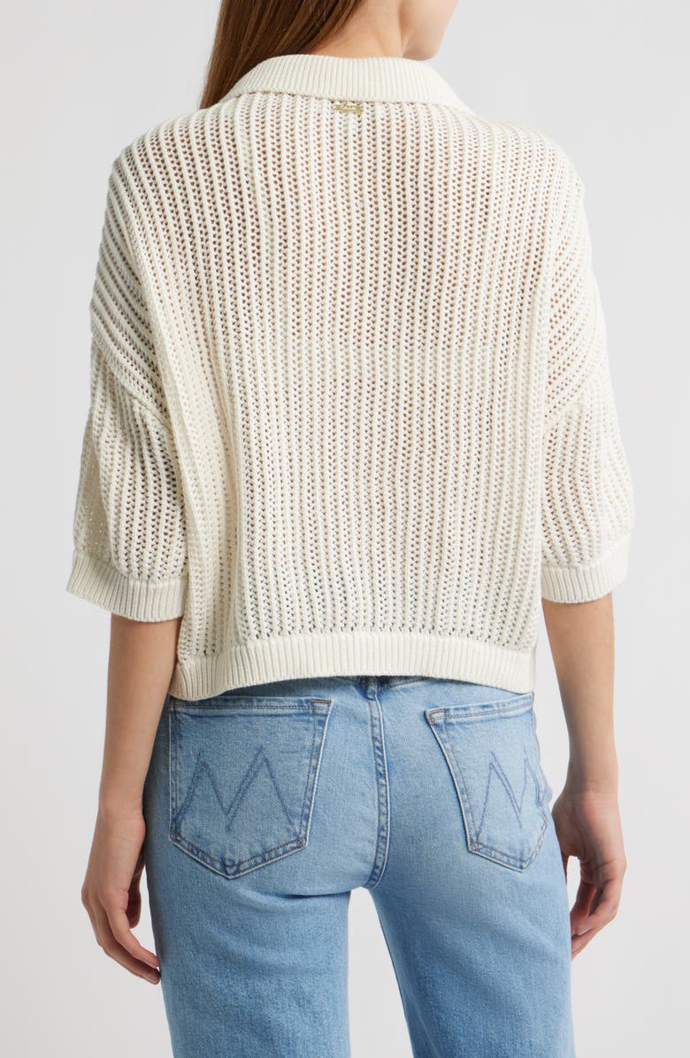 Cleobella Peri Open Stitch Organic Cotton Cardigan, Alternate, color, Ivory