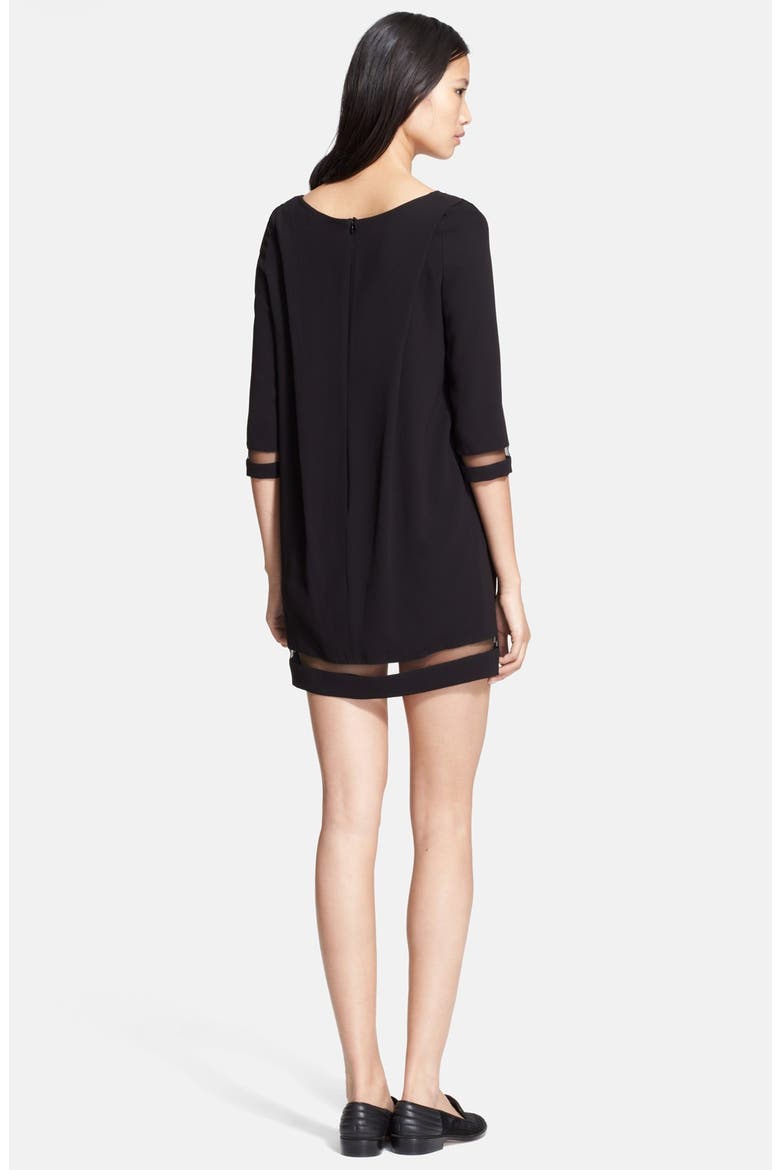 Sheer Inset Crepe Dress, Alternate, color, BLACK