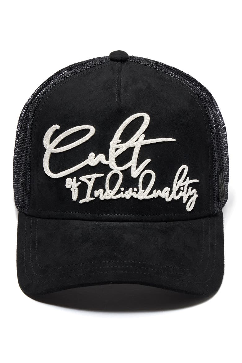 Mesh Back Trucker Baseball Cap, Main, color, BLACK