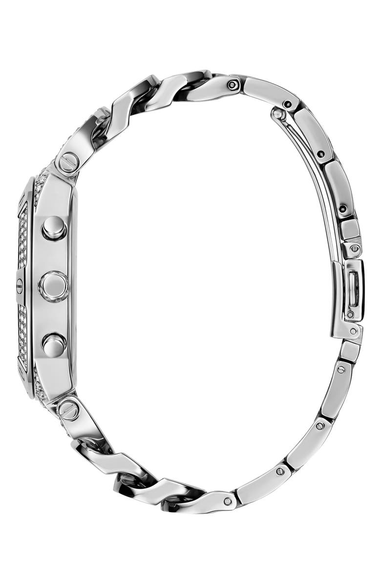 GUESS Multifunction Crystal Pavé Curb Chain Bracelet Watch, 36mm, Alternate, color, 