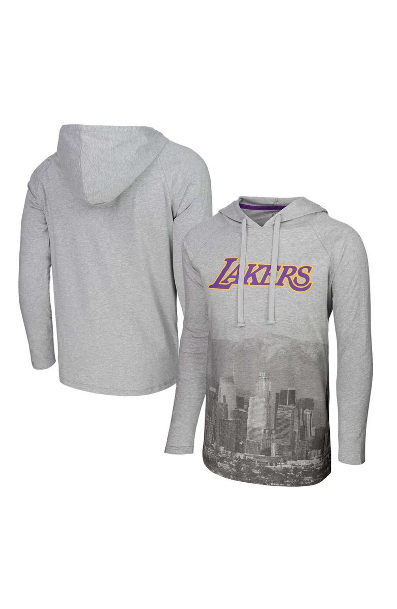 Stadium Essentials Men's Stadium Essentials Heather Gray Los Angeles Lakers Atrium Raglan Long Sleeve Hoodie T-Shirt, Alternate, color, Heather Gray