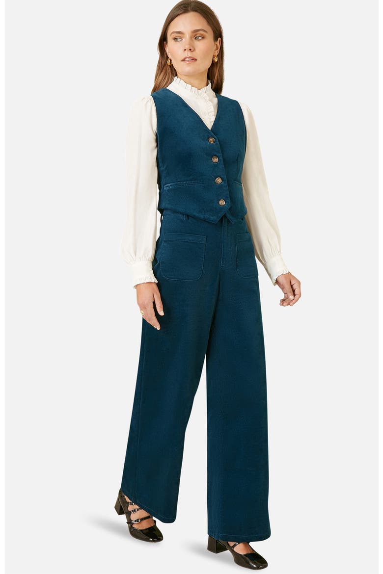 Tailored Ribbed Waistcoat, Alternate, color, Teal