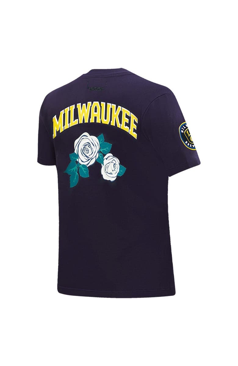 PRO STANDARD Women's Pro Standard Navy Milwaukee Brewers Roses Fitted T-Shirt, Alternate, color, Navy