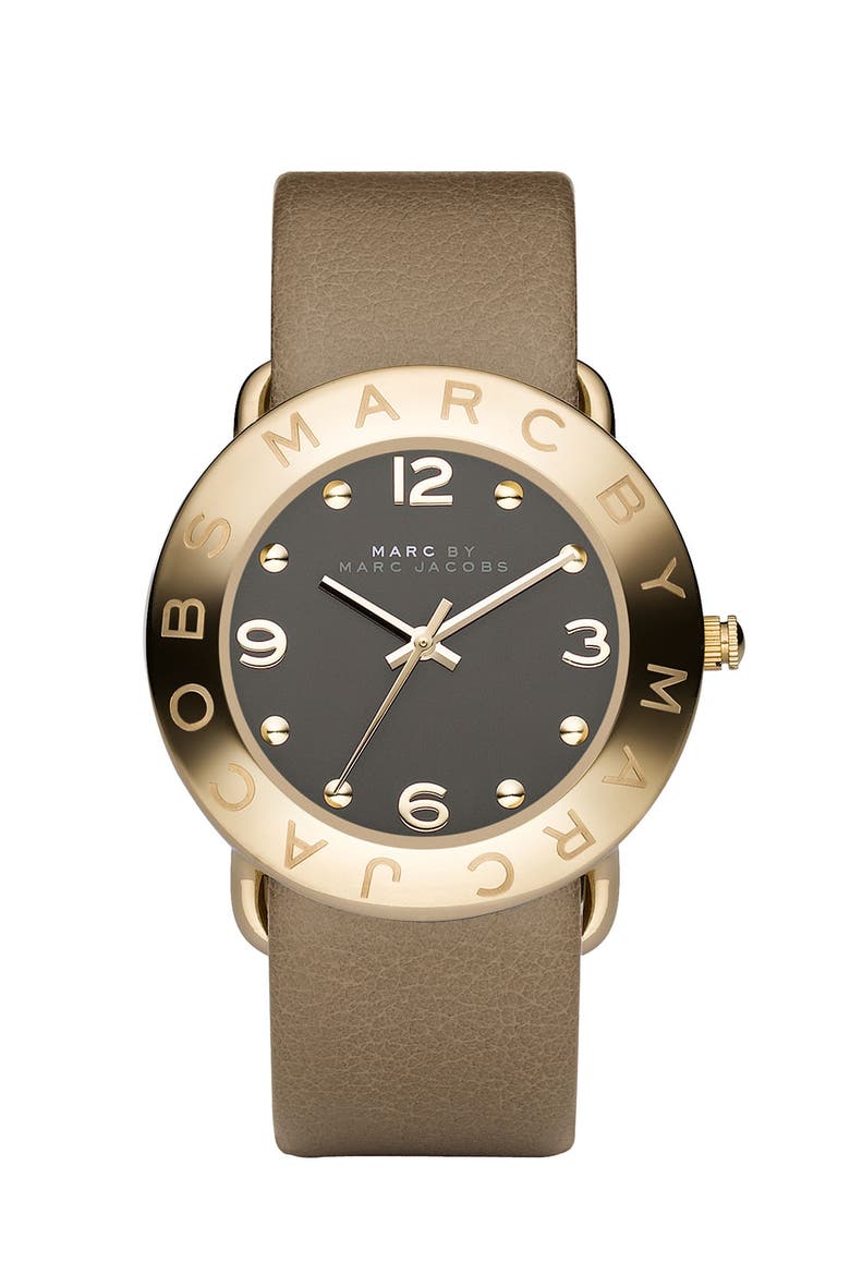 'Amy' Leather Strap Watch, 36mm, Main, color, GOLD/ GREY