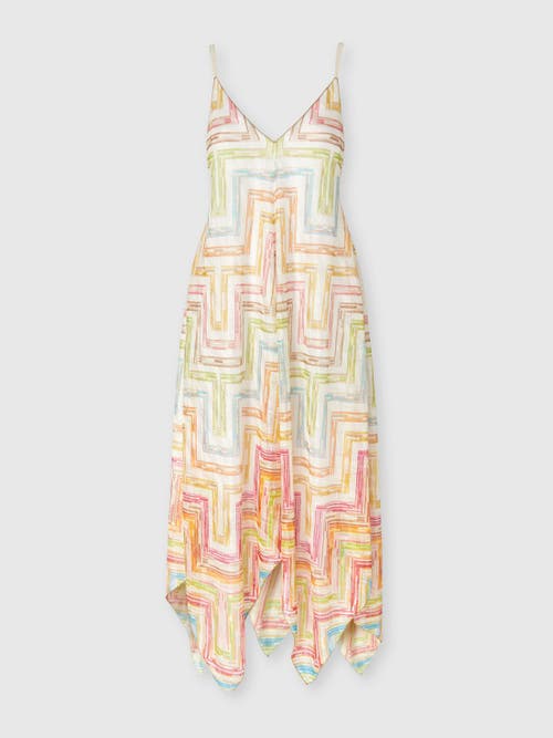 Shop Missoni Long Cover-up Dress In Printed Tulle With Scarf Bottom In Multicoloured