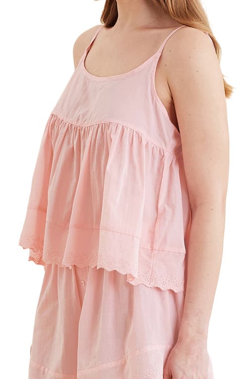 Papinelle Millie Embroidered Eyelet Cotton Voile Short Pajamas In Strawberry Cream