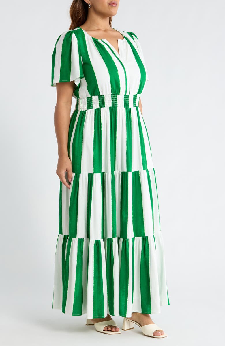 SUGARLIPS Rony Smocked Waist Maxi Dress, Alternate, color, Cream-Green