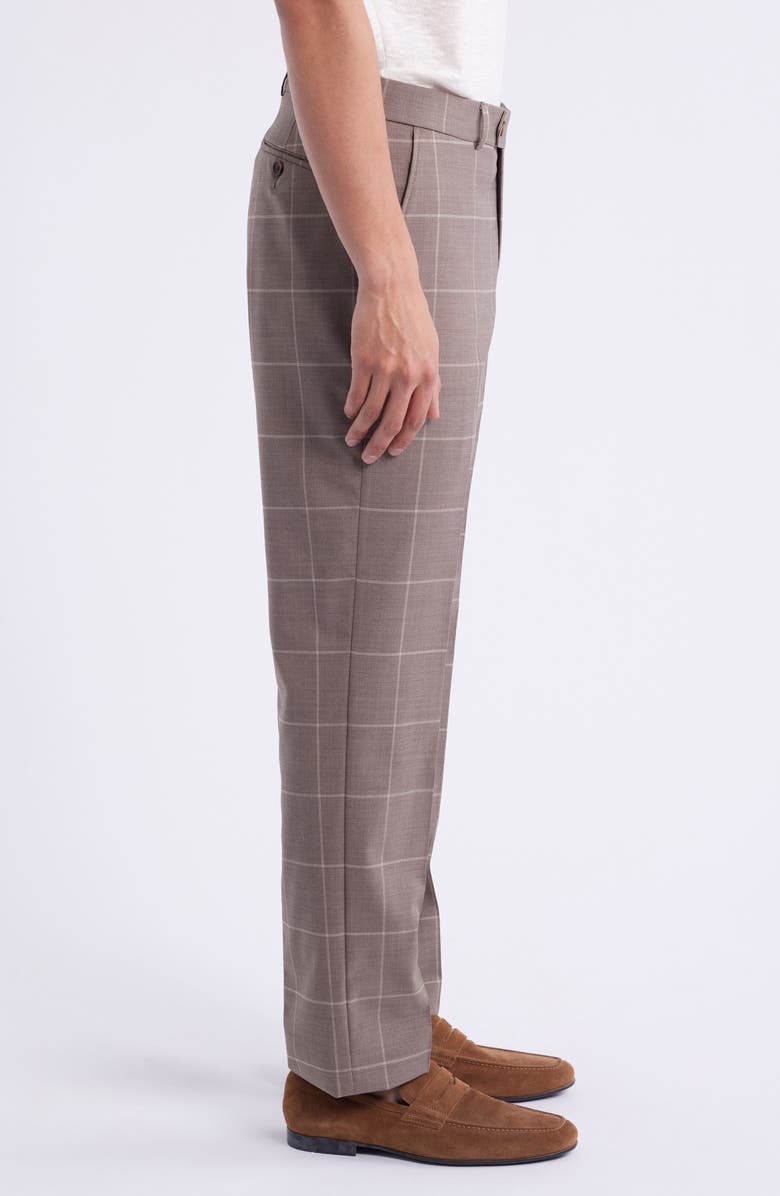 Berle Windowpane Check Stretch Wool Dress Pants, Alternate, color, Medium Brown
