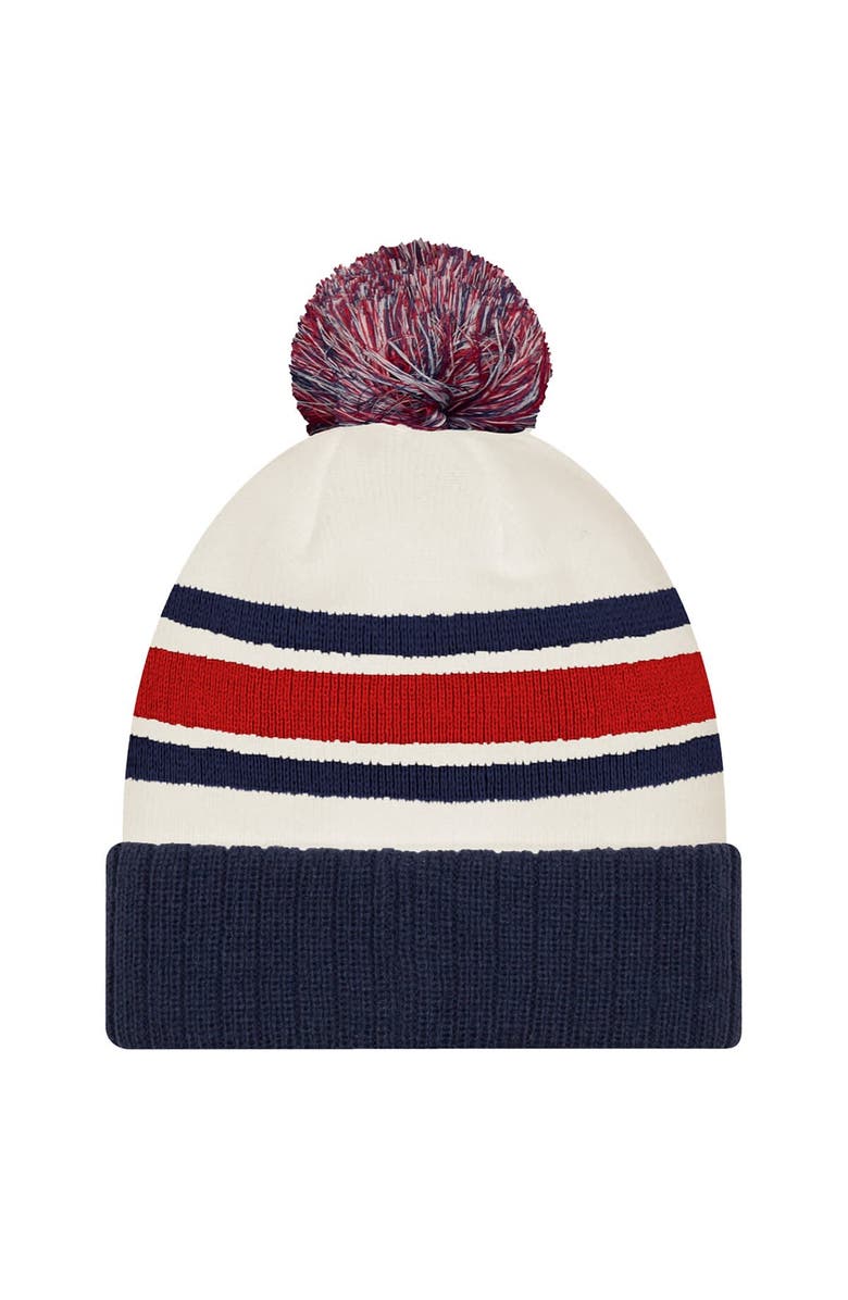 New Era Men's New Era  White/Navy US Hockey Milano Cortina 2026 Winter Olympics Striped Cuffed Knit Hat with Pom, Alternate, color, White