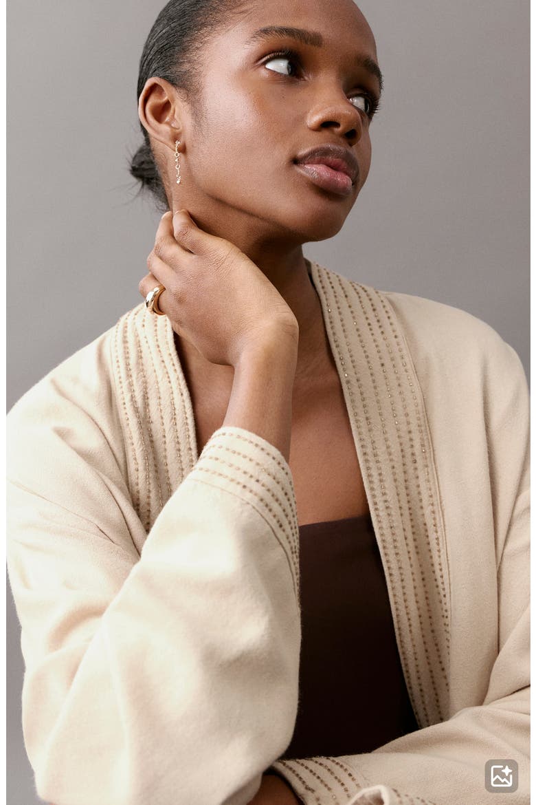 Bead Detail Open Jacket, Alternate, color, SAND