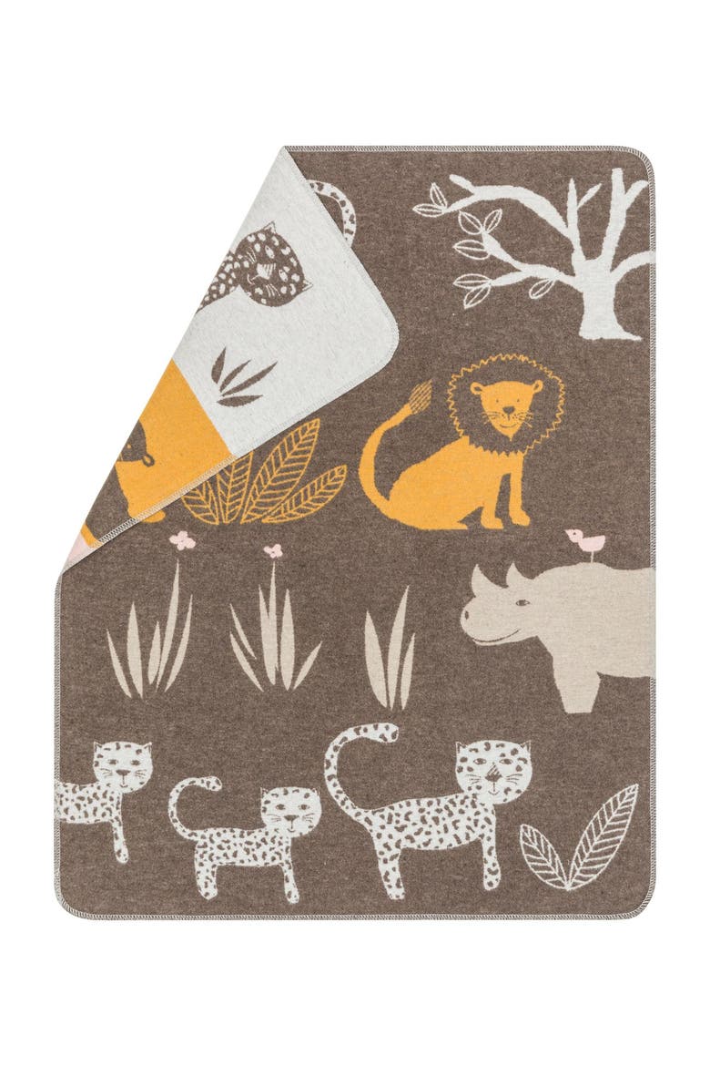 Juwel Jungle Baby Blanket, Main, color, Brown