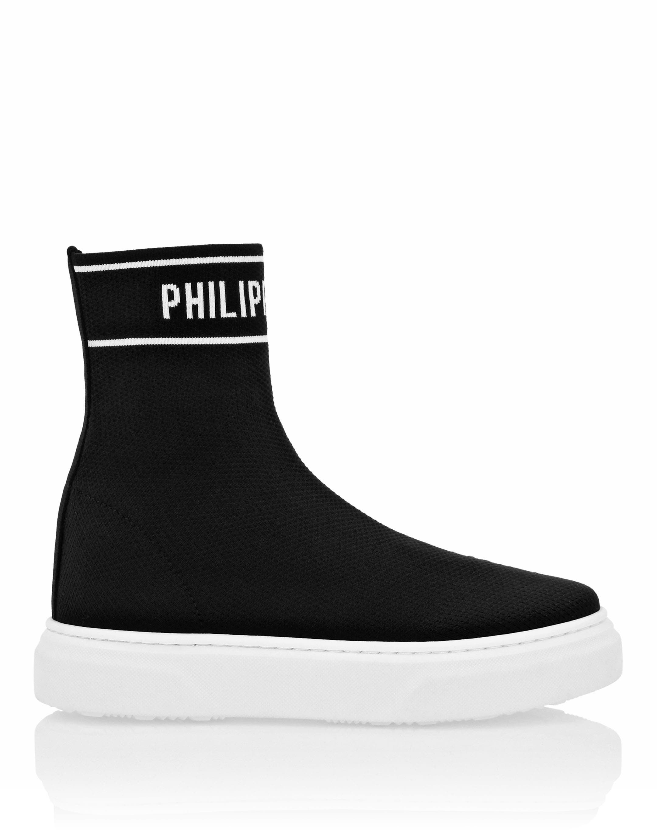 Sock Hi-Top Sneakers Girl, Alternate, color, black/white