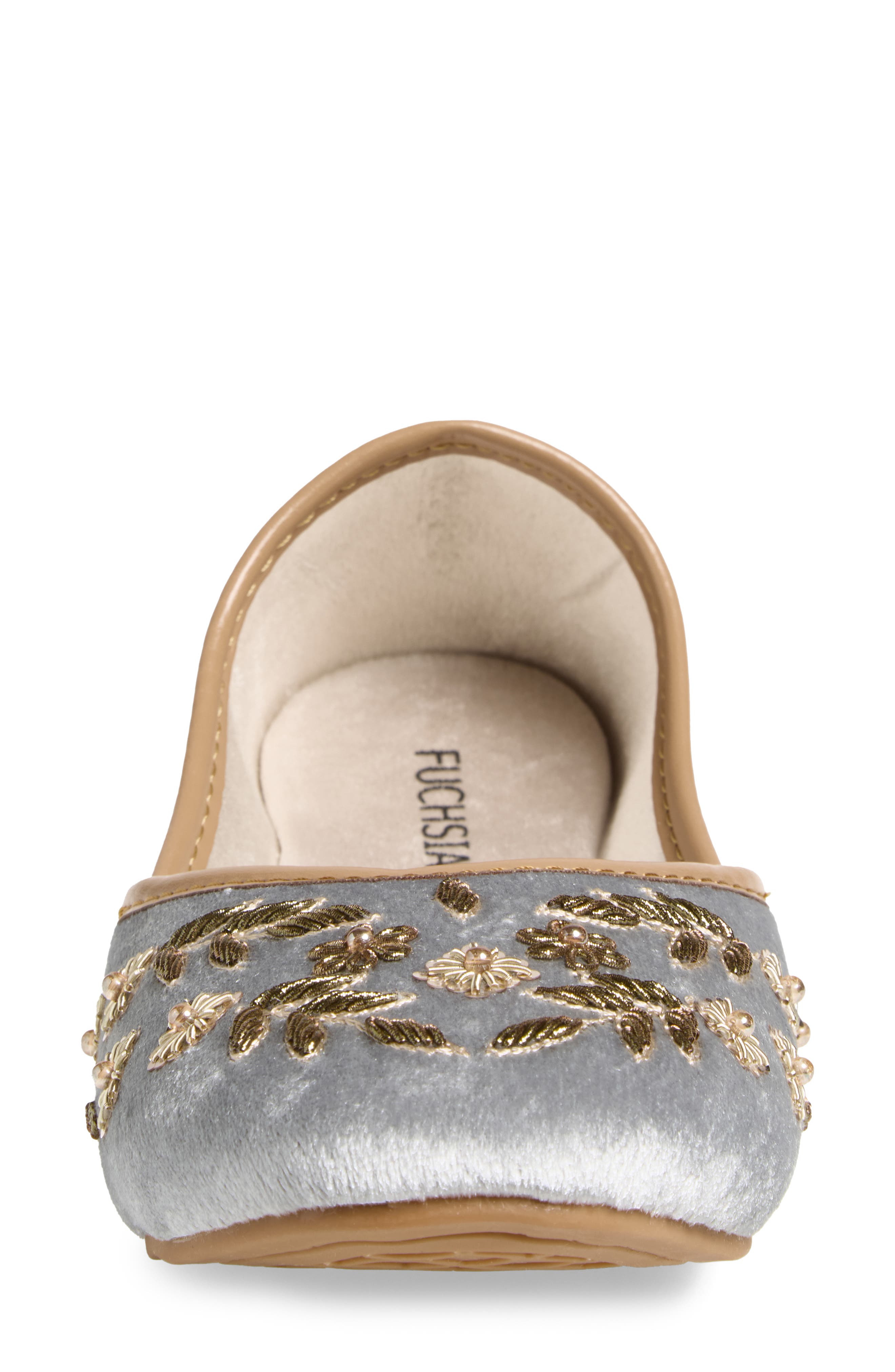 FUCHSIA Nawal Embroidered Flat, Alternate, color, Gray