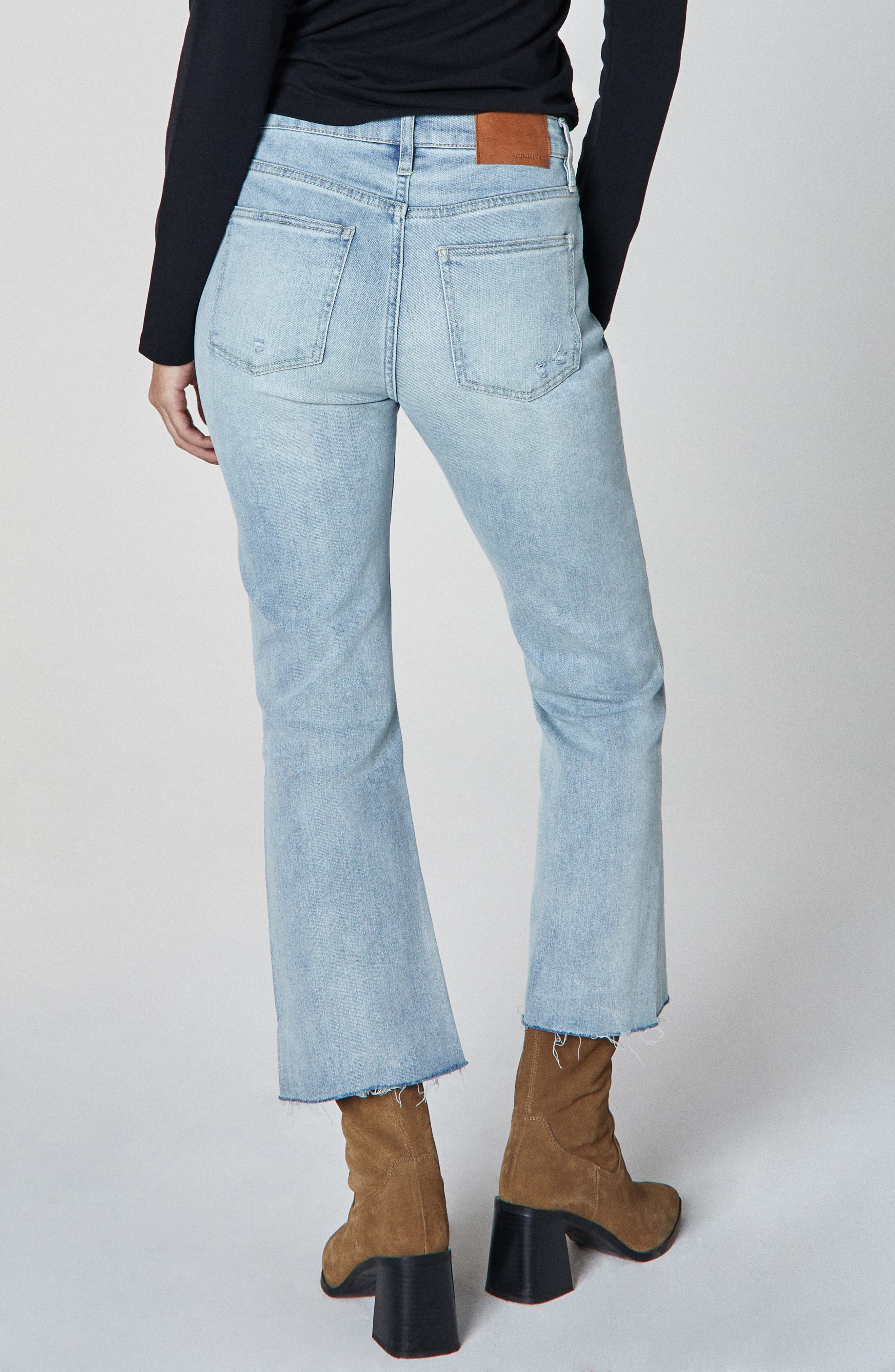 Marlow Raw Hem Mid Rise Crop Flare Jeans - image 2