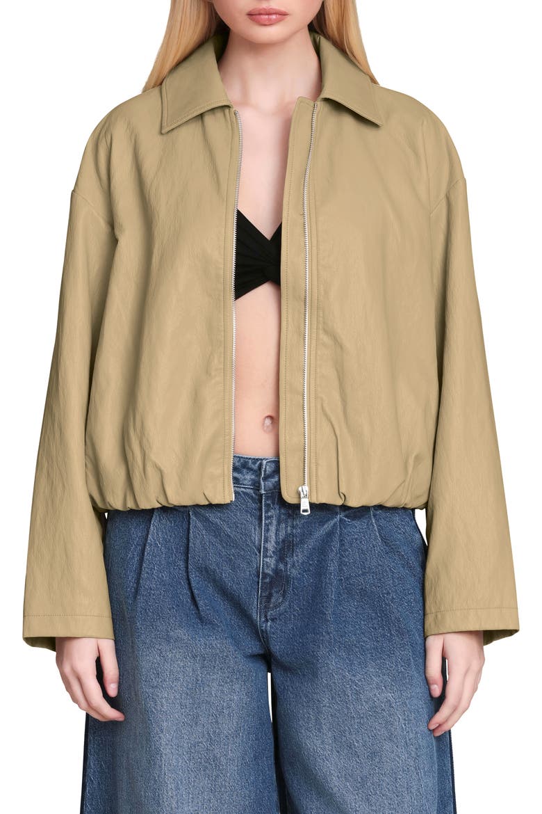 Faux-Ever Leather™ Minimalist Bomber Jacket, Main, color, OCHRE