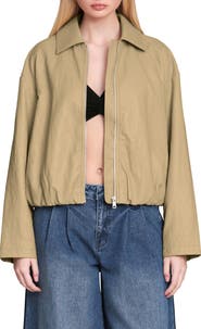 Avec Les Filles Faux-Ever Leather™ Minimalist Bomber Jacket