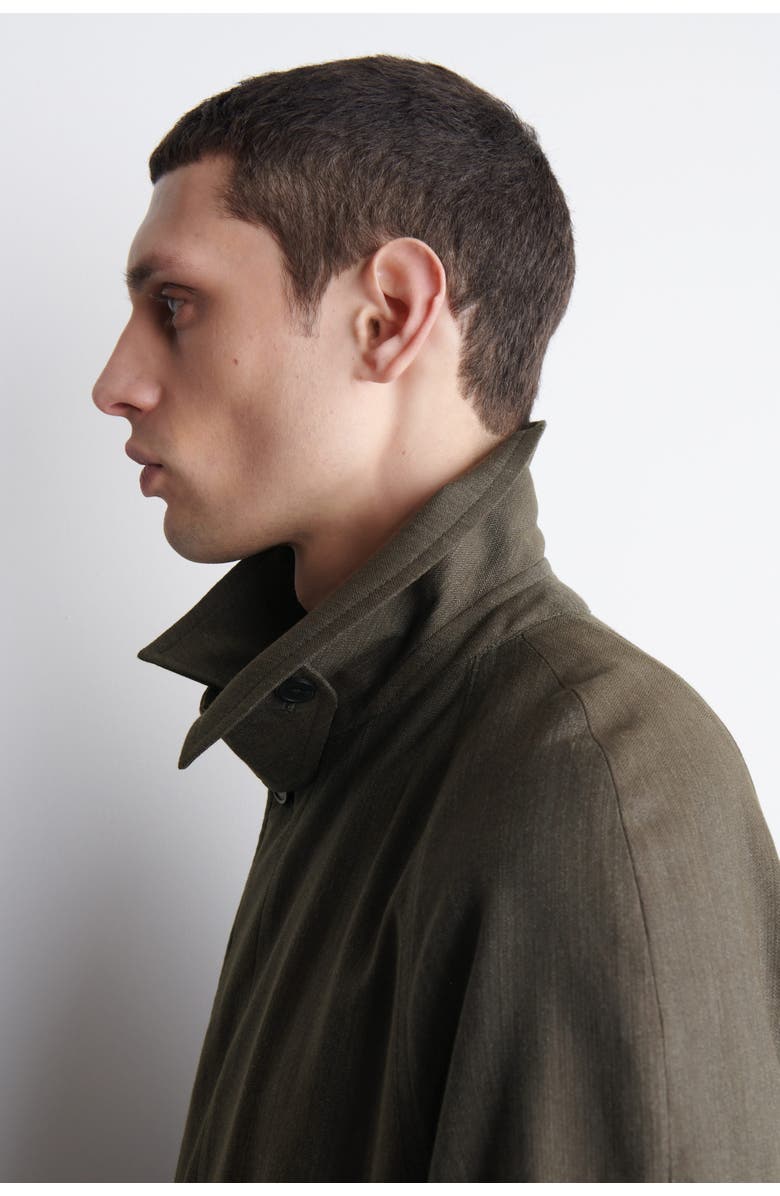 COS Lightweight Cotton-herringbone Trench Coat, Alternate, color, Brown Mélange