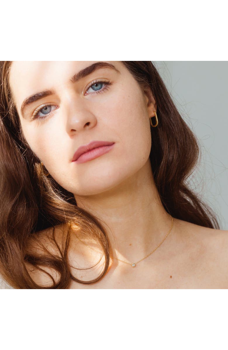 Sara Patino Midi Reversible Hoop with White Topaz, Alternate, color, Gold