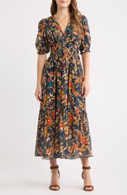 Vince Camuto Textured Shirred Maxi Dress