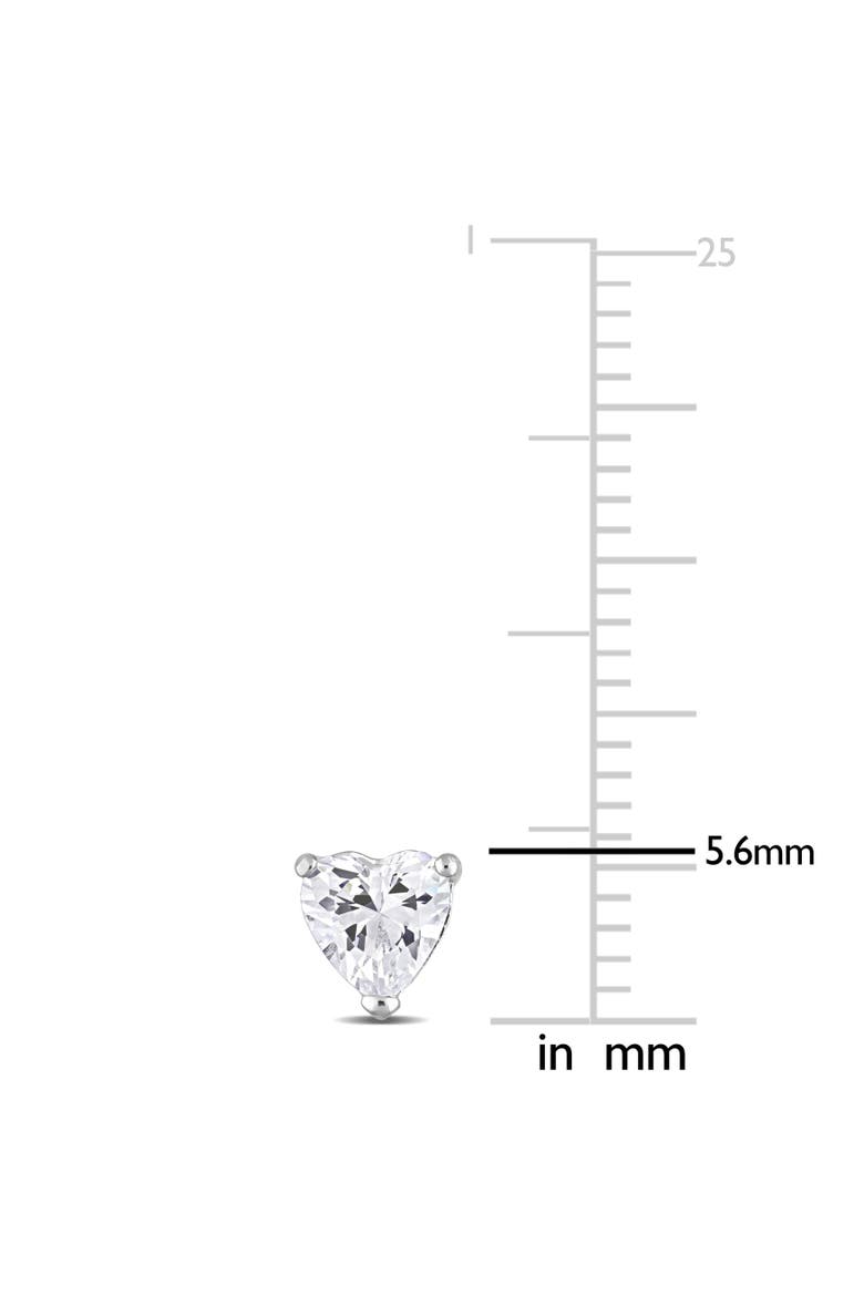 Cubic Zirconia Heart Stud Earrings, Alternate, color, Sterling Silver
