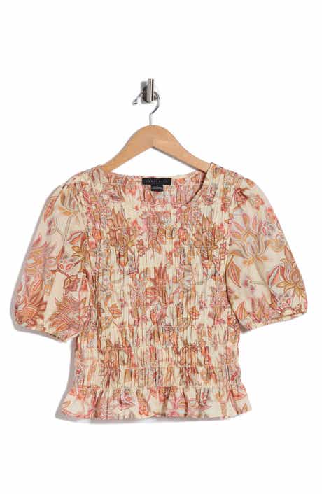 Sanctuary Nanette Paisley Puff Sleeve Smocked Cotton Top