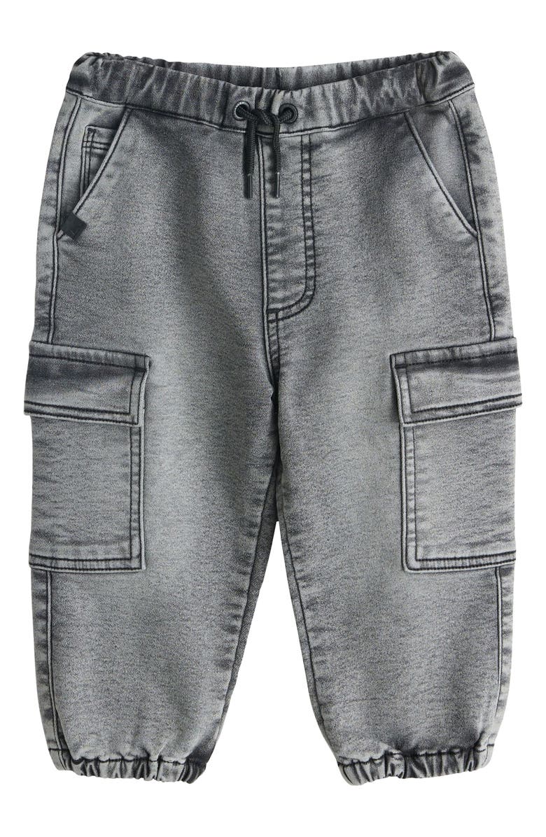 NEXT Kids' Baggy Jersey Cargo Joggers, Main, color, Black