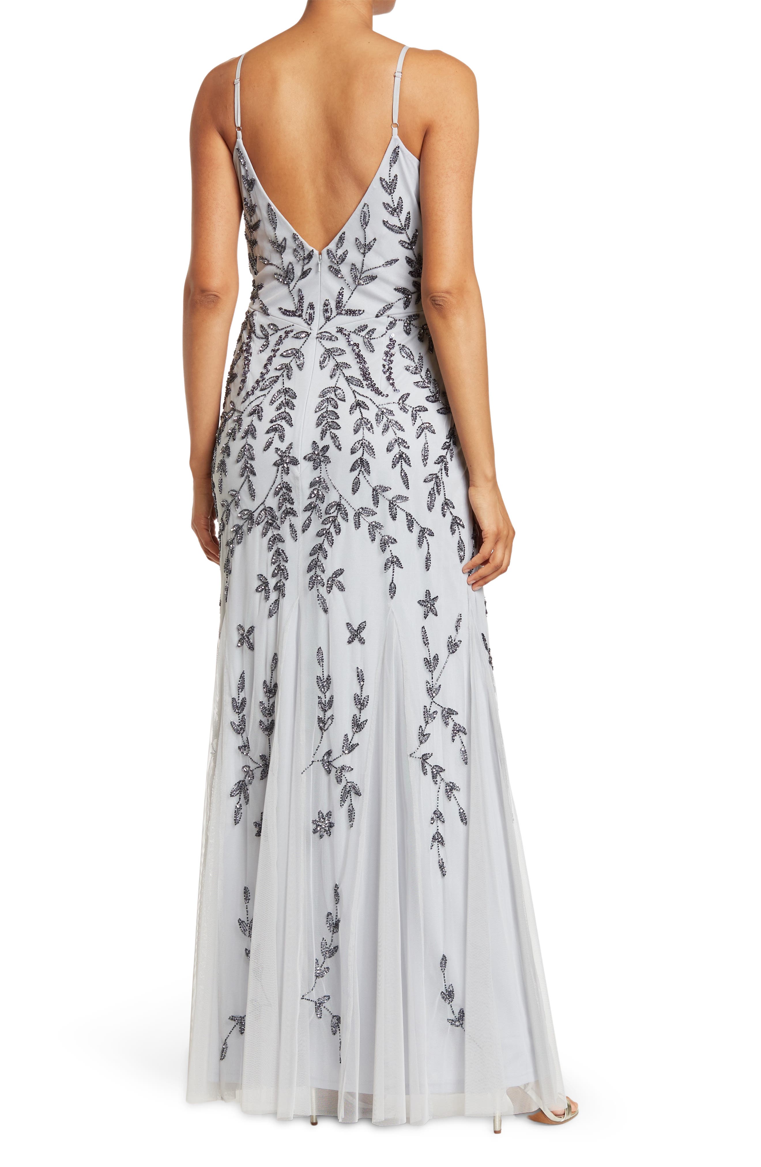 Beaded V-Neck Gown - image 4