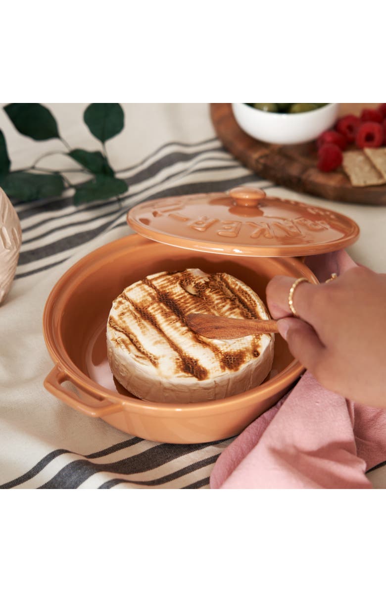 TWINE Terra Cotta Brie Baker with Wood Spreader, Alternate, color, Orange