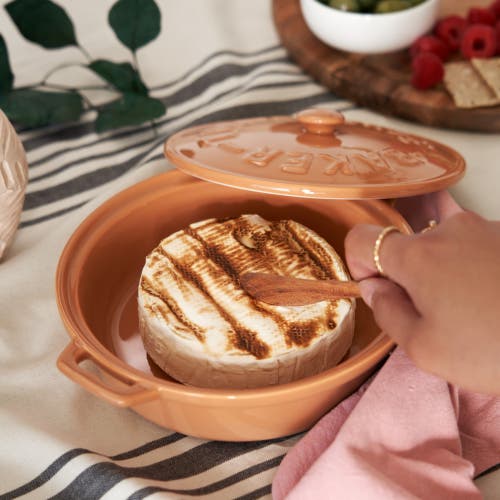 Twine Terra Cotta Brie Baker With Wood Spreader In Orange