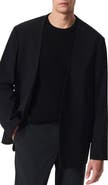 rag & bone Slim Fit Collarless Black Wool Blend Ripstop Sport Coat