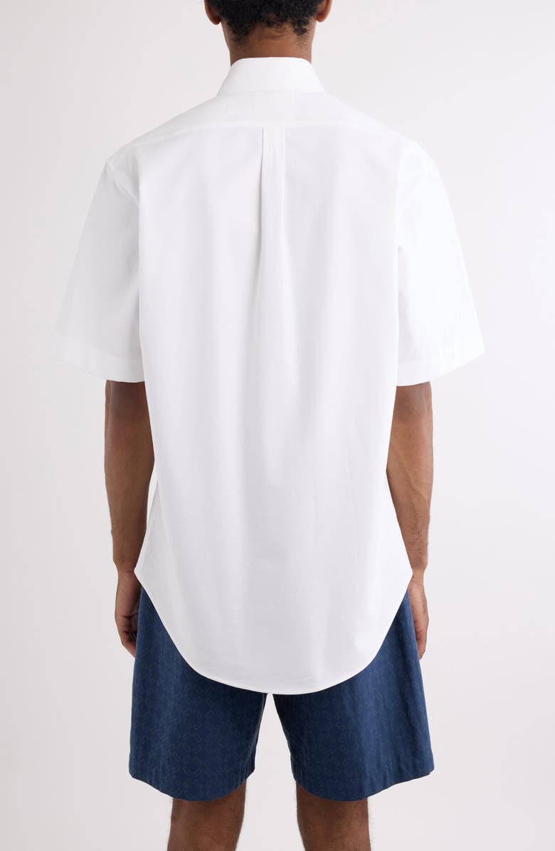 Givenchy Short Sleeve Cotton Button-Down Shirt, Alternate, color, White