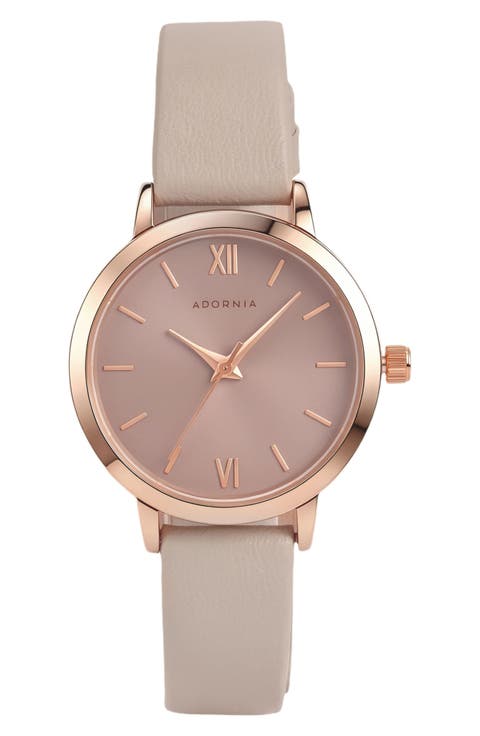 Lyon Quartz Faux Leather Strap Watch, 32.5mm