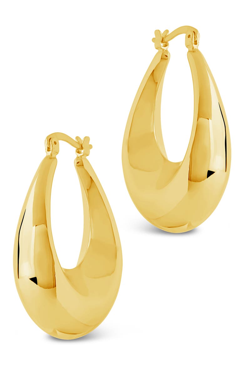 Autumn Elongated Drop Hoop Earrings, Alternate, color, GOLD