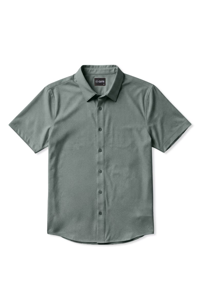 Cuts Crossover Performance Short Sleeve Button-Up Shirt, Alternate, color, Sage