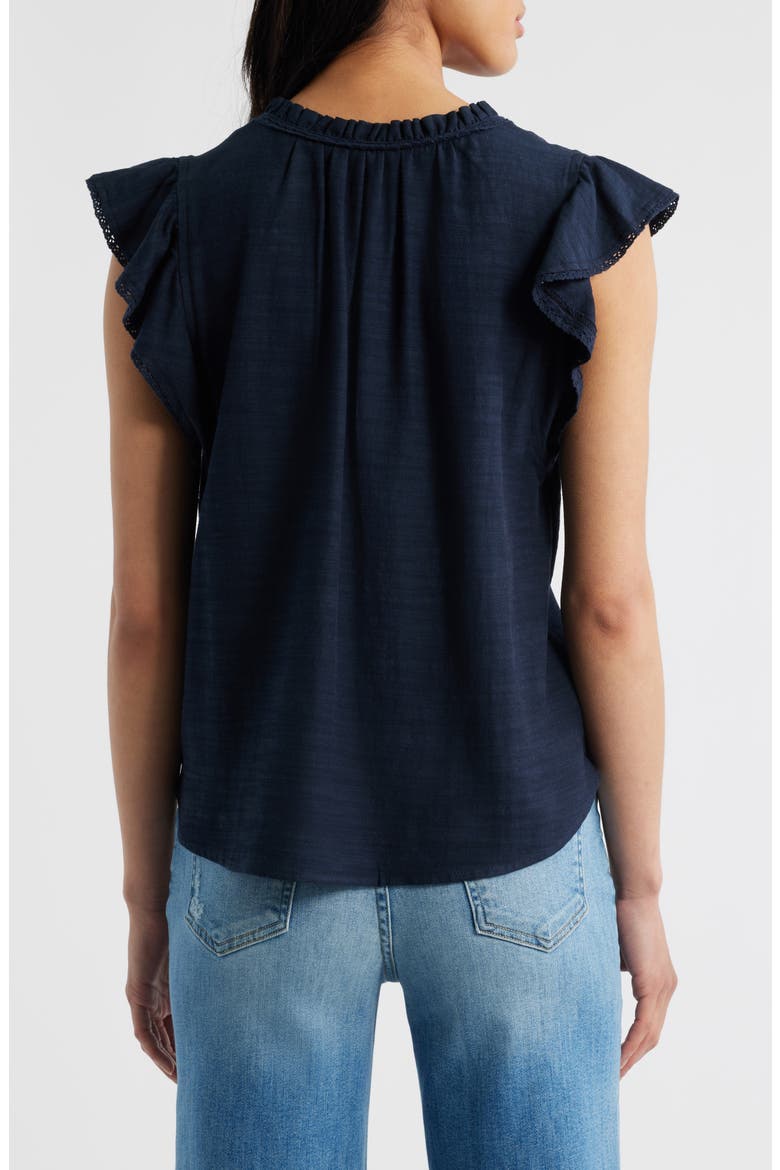 Flutter Sleeve Top, Alternate, color, NAVY