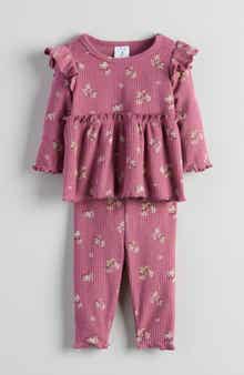 Nordstrom Ruffle Rib Top & Leggings Set