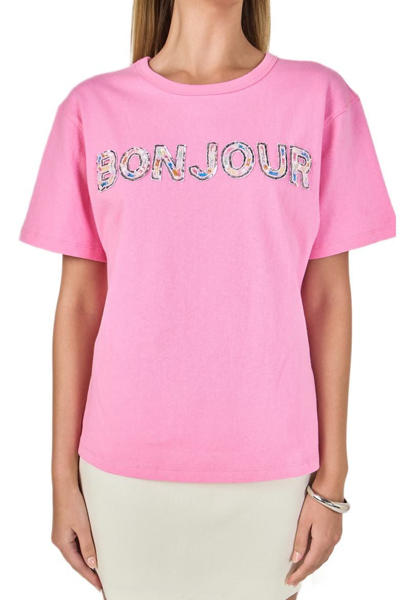Bonjour Sequins Knit Top, Main, color, PINK