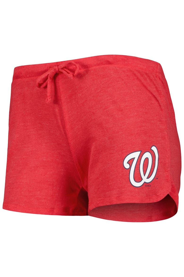 Women's Concepts Sport Heather Red Washington Nationals Meter Knit Raglan Long Sleeve T-Shirt & Shorts Sleep Set, Alternate, color, Heather Red