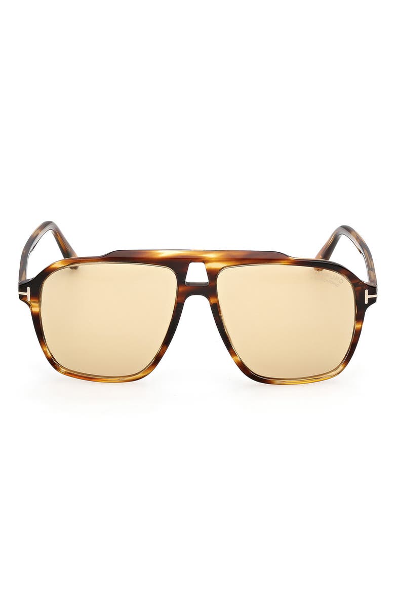 TOM FORD Autari 56mm Navigator Sunglasses, Main, color, Havana/ Other / Brown
