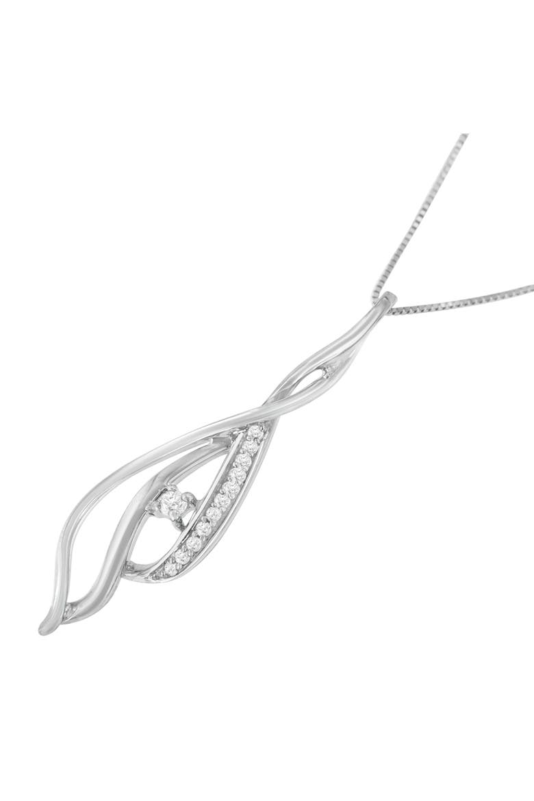 Espira 10K White Gold Diamond Accented Open Cascade Twist Pendant Necklace, Alternate, color, White