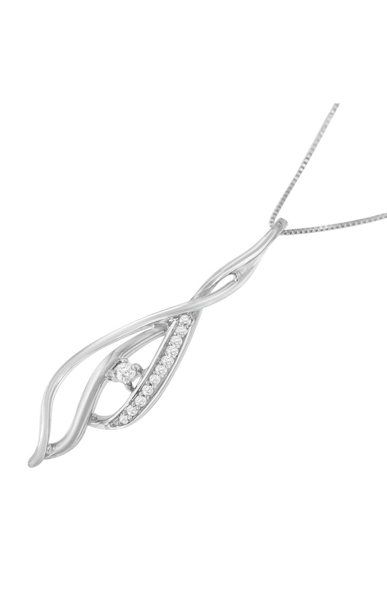 Haus of Brilliance Espira 10K White Gold Diamond Accented Open Cascade Twist Pendant Necklace, Alternate, color, White