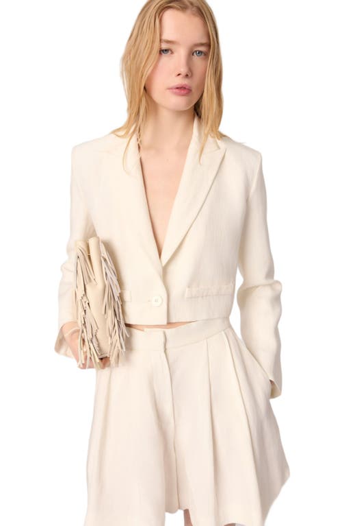 Shop Maje Cropped Suit Jacket In Ecru