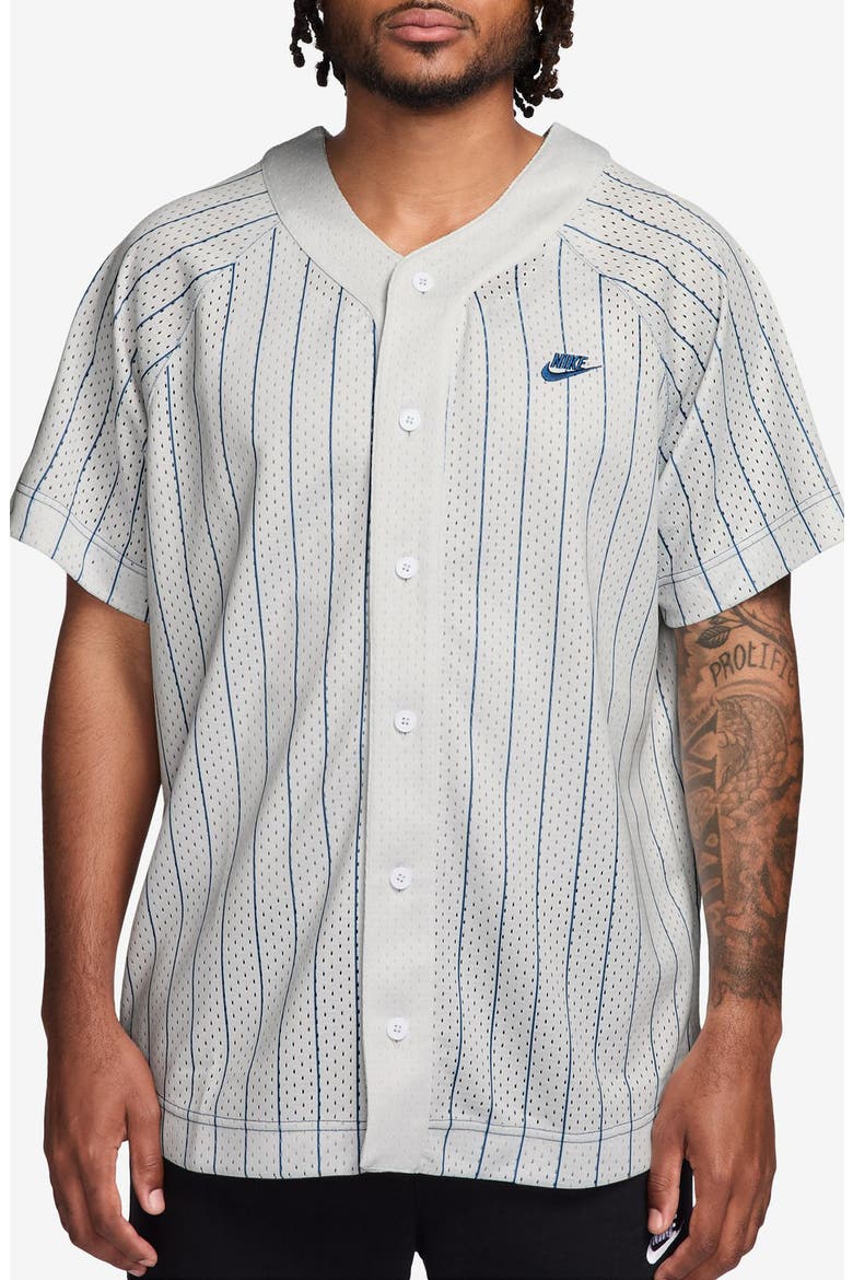 Club Stripe Mesh Baseball Jersey, Main, color, PHOTON DUST/ COURT BLUE